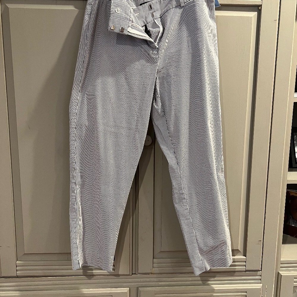 Ann Taylor blue and white pinstripe pants